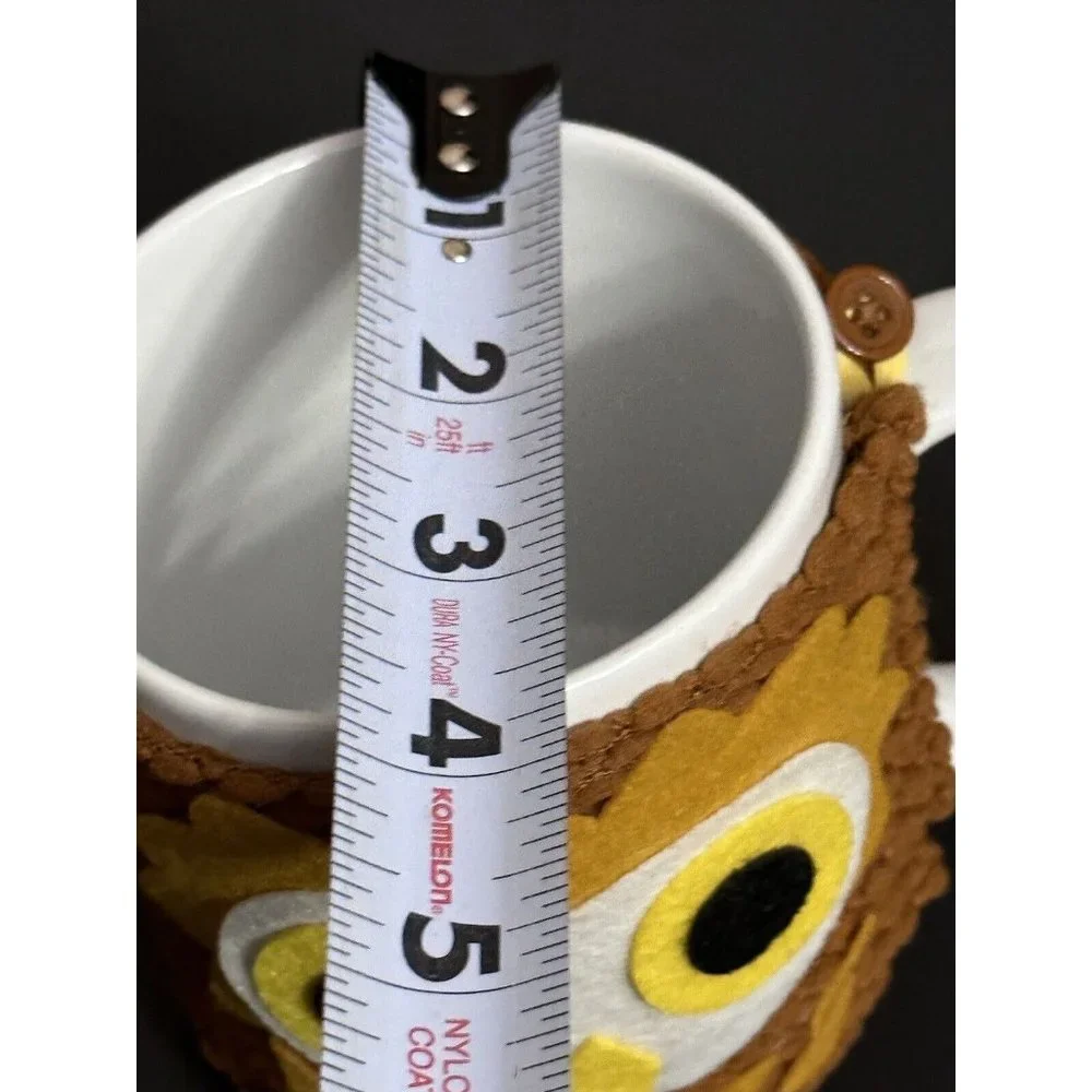 Pier One Owl Coffee Mug‎ with Knit Cozy Brown White Ceramic Bird Cup